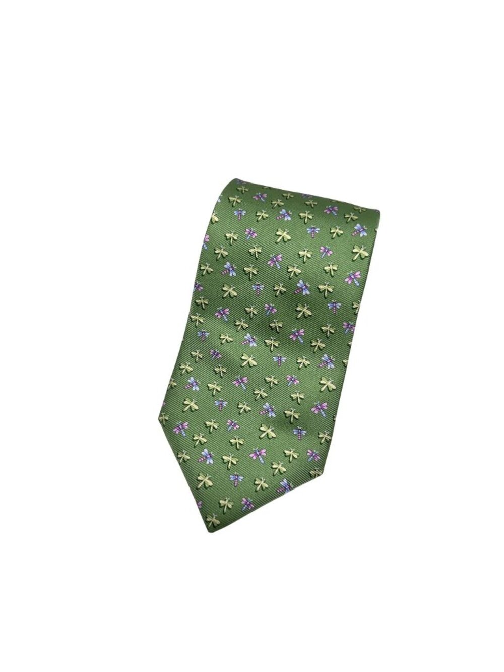Talbots Mens Green Dragonfly Tie 100% Silk
